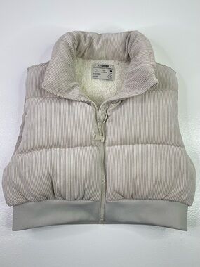 Ci Sono Padded Puffer Vest Ecru Corduroy Sherpa Lined Size M